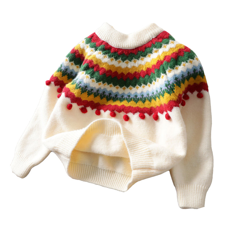 Baby Kid Girls Color-blocking Crochet Sweaters Wholesale 22122642