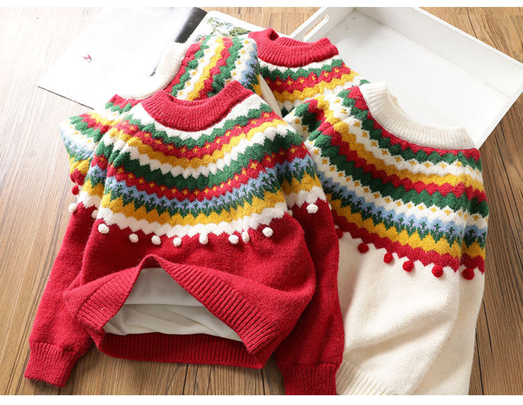 Baby Kid Girls Color-blocking Crochet Sweaters Wholesale 22122642