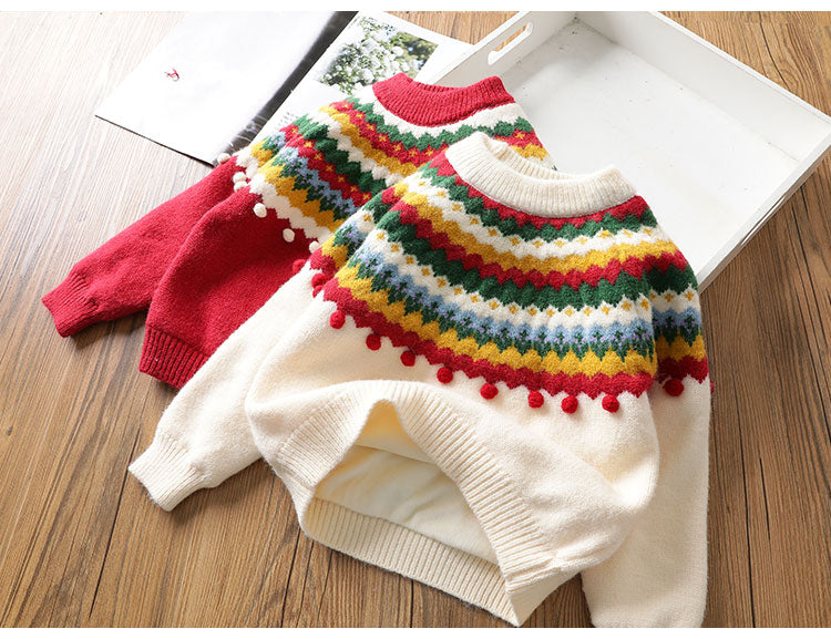 Baby Kid Girls Color-blocking Crochet Sweaters Wholesale 22122642