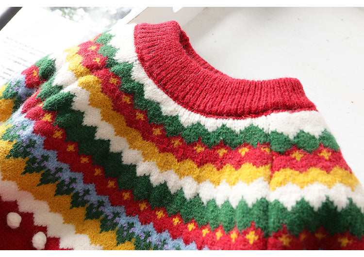 Baby Kid Girls Color-blocking Crochet Sweaters Wholesale 22122642