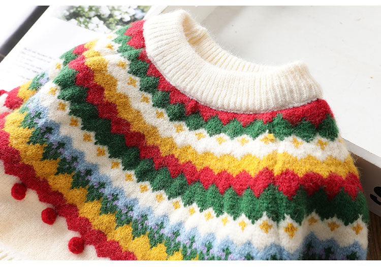 Baby Kid Girls Color-blocking Crochet Sweaters Wholesale 22122642