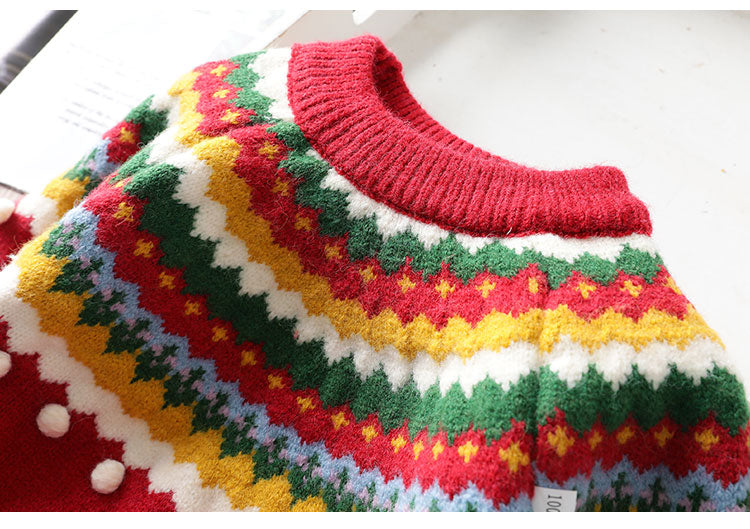 Baby Kid Girls Color-blocking Crochet Sweaters Wholesale 22122642