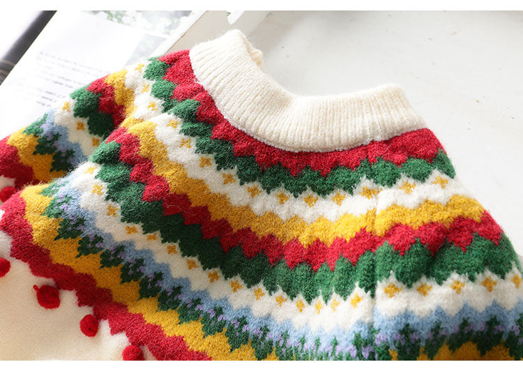 Baby Kid Girls Color-blocking Crochet Sweaters Wholesale 22122642