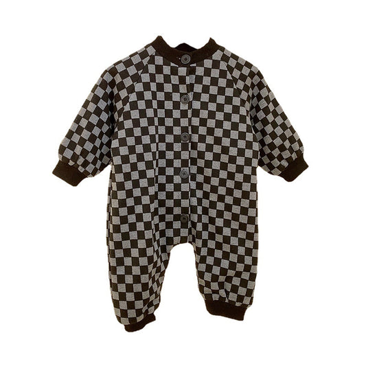 Baby Unisex Checked Jumpsuits Wholesale 22122677