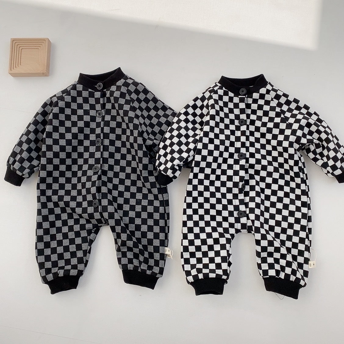 Baby Unisex Checked Jumpsuits Wholesale 22122677