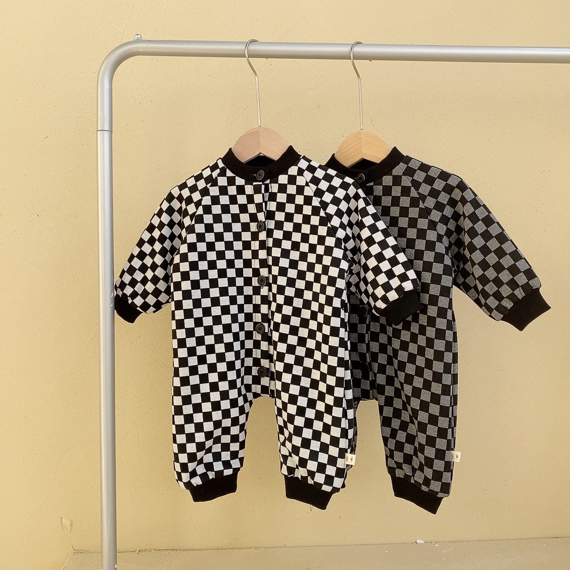 Baby Unisex Checked Jumpsuits Wholesale 22122677