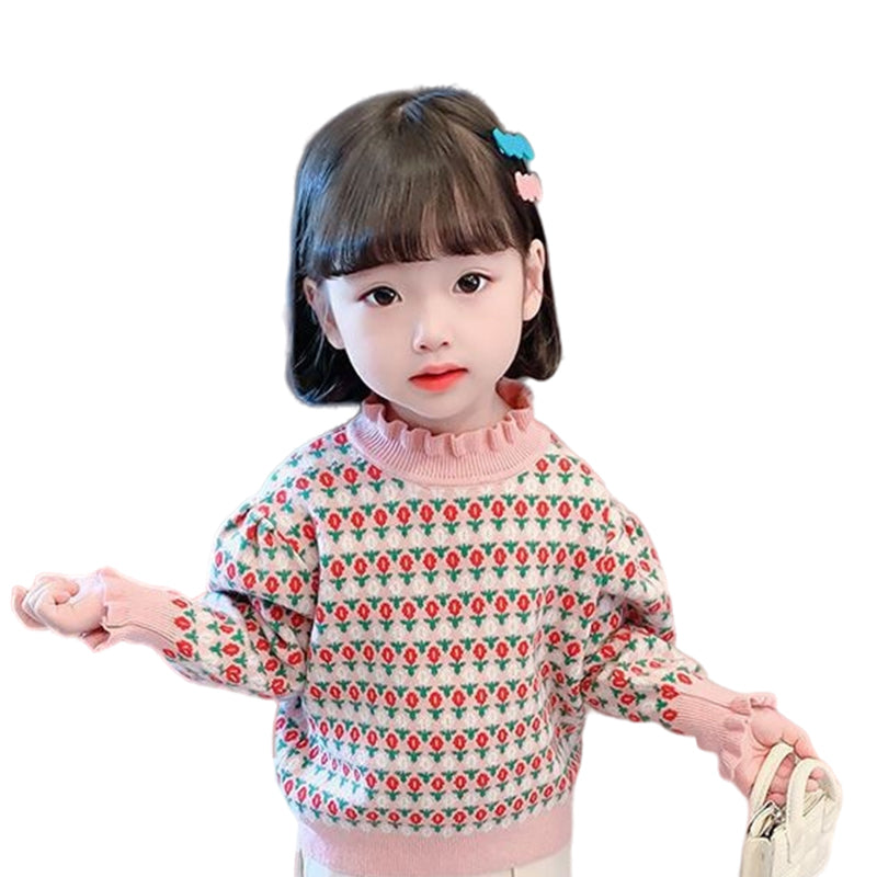 Baby Kid Girls Striped Flower Sweaters Knitwear Wholesale 089813456