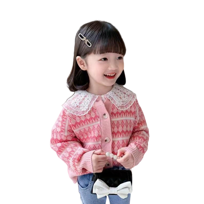 Baby Kid Girls Striped Flower Sweaters Knitwear Wholesale 089813456