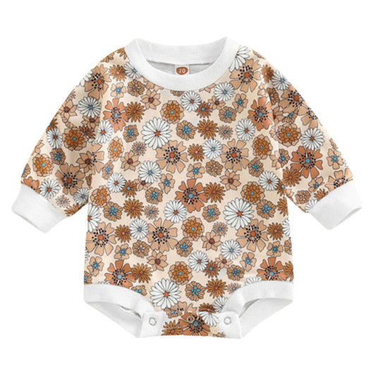 Baby Unisex Flower Print Rompers Wholesale 221229282