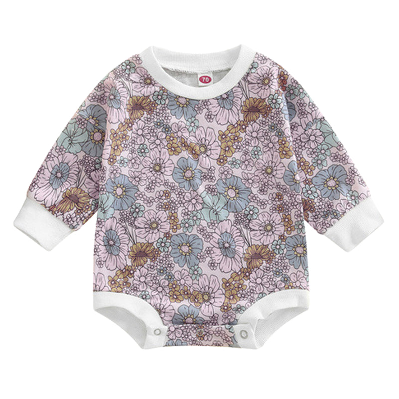 Baby Unisex Flower Print Rompers Wholesale 221229282