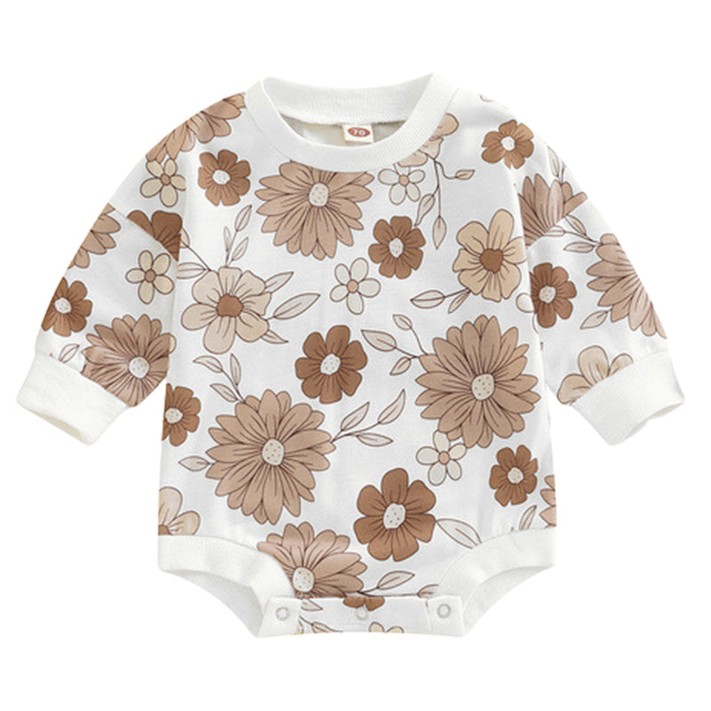 Baby Unisex Flower Print Rompers Wholesale 221229282