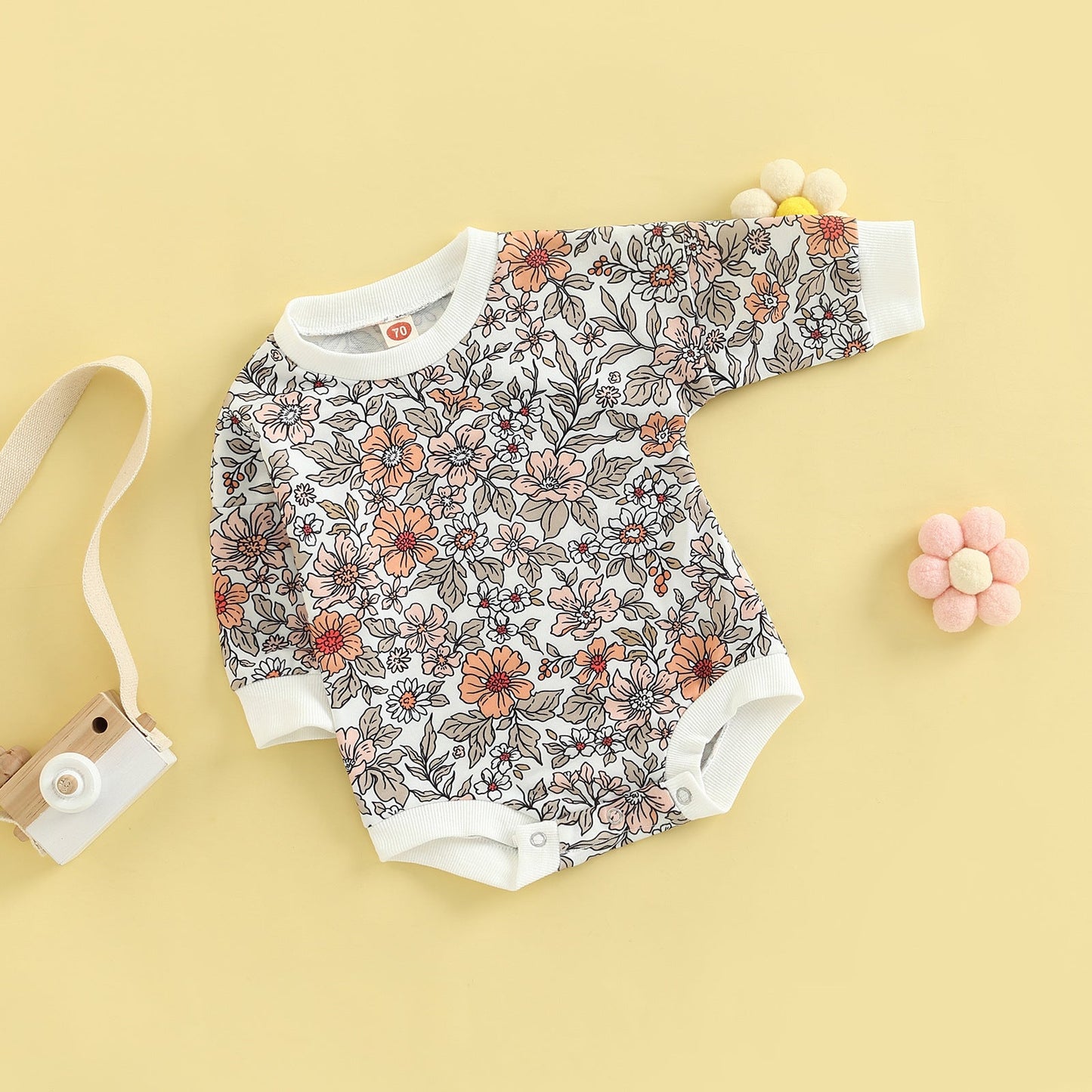 Baby Unisex Flower Print Rompers Wholesale 221229282