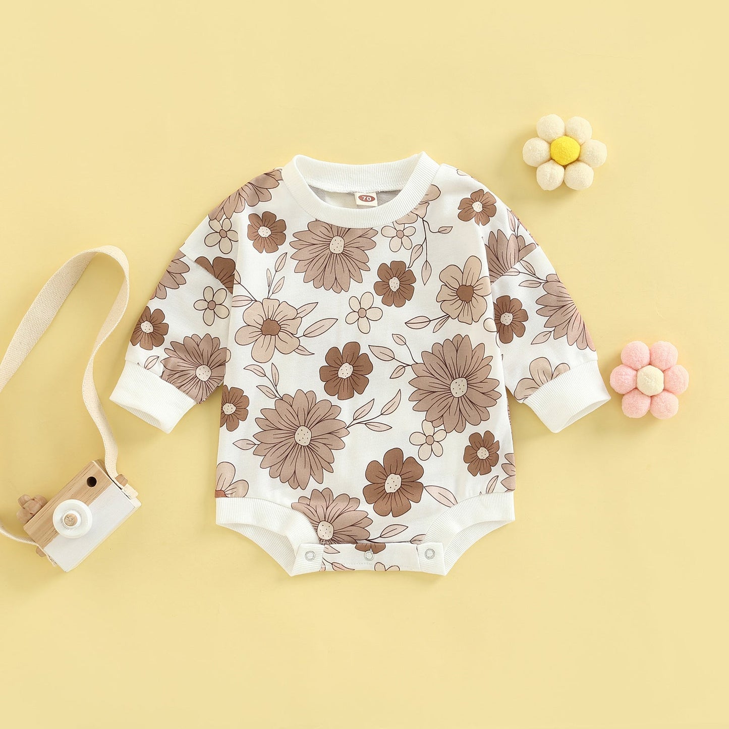 Baby Unisex Flower Print Rompers Wholesale 221229282