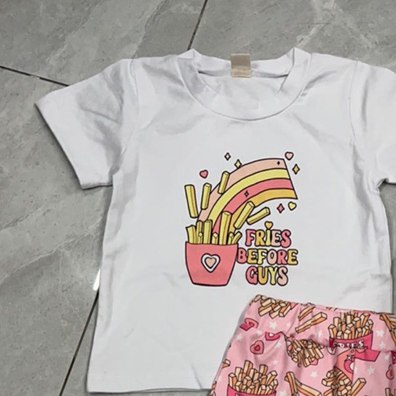 2 Pieces Set Baby Kid Girls Valentine's Day Letters Print T-Shirts And Love heart Pants Wholesale 221229732