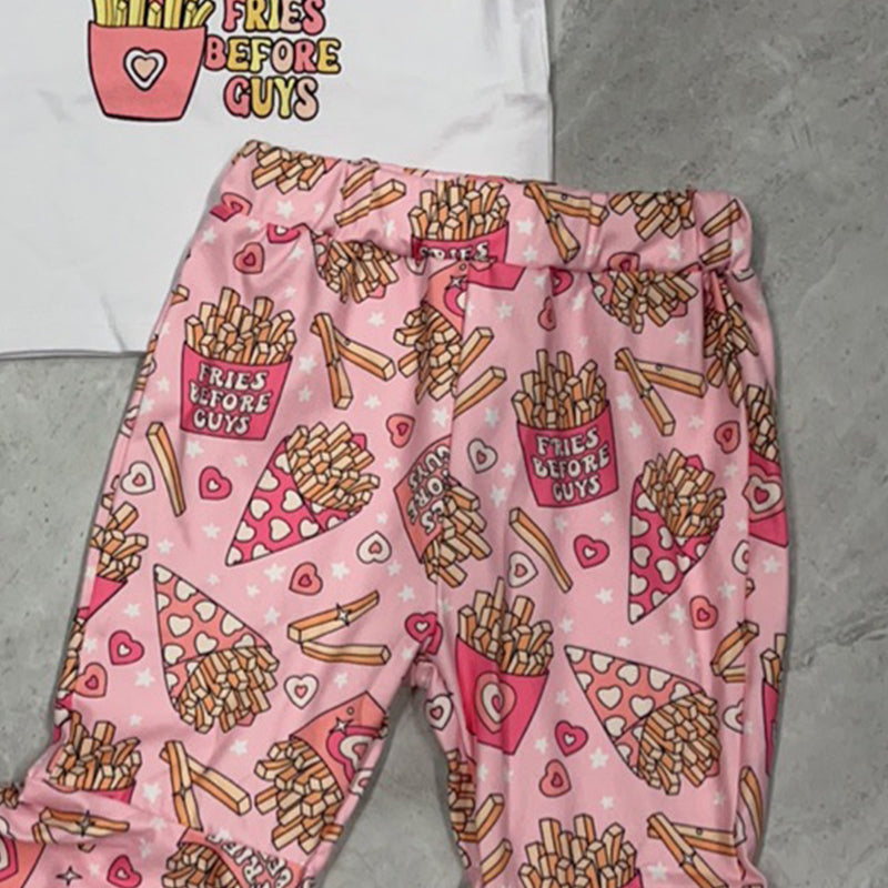 2 Pieces Set Baby Kid Girls Valentine's Day Letters Print T-Shirts And Love heart Pants Wholesale 221229732