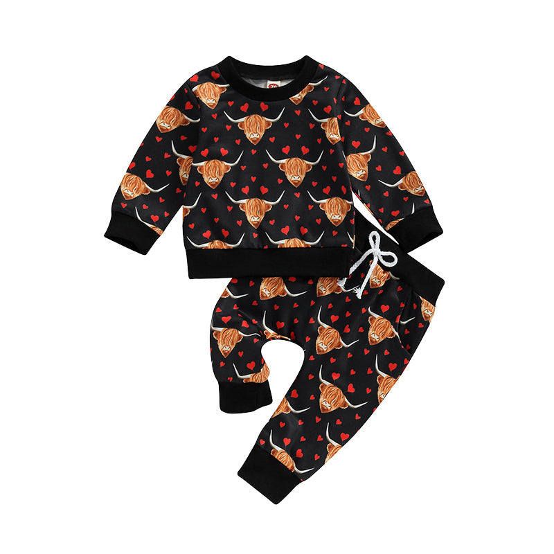 2 Pieces Set Baby Kid Unisex Cartoon Print Hoodies Swearshirts And Pants Wholesale 221229733