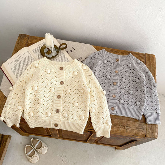 Baby Kid Girls Solid Color Cardigan