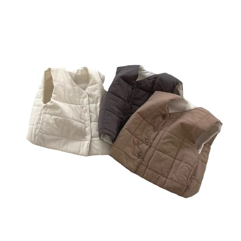 Baby Kid Girls Boys Solid Color Vests Waistcoats