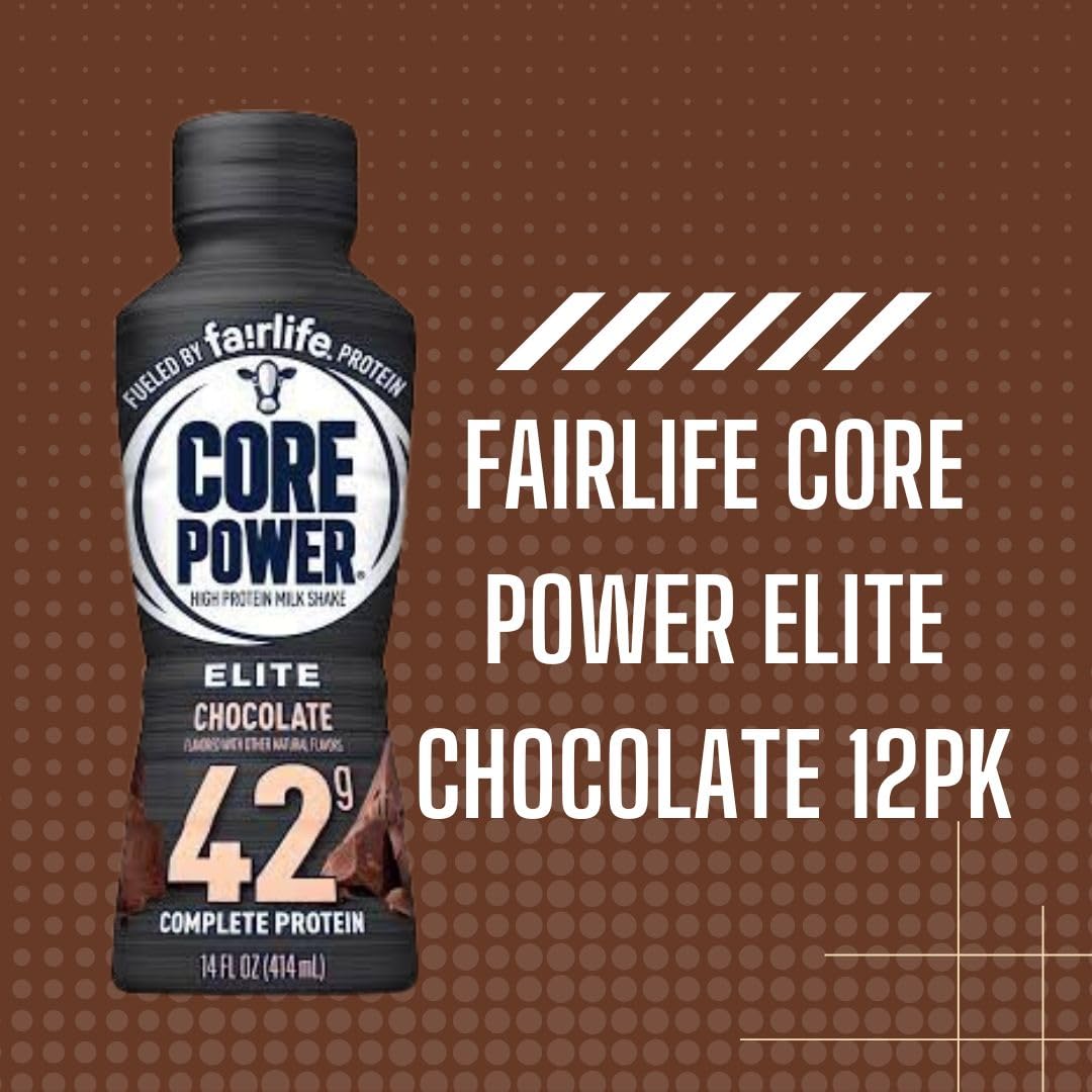 Worldwide Nutrition Bundle: Fairlife Core Power Elite 42g High Protein Milk Shake - Kosher, Chocolate Protein Shake for Workout Recovery - 14 Fl Oz (Pack of 12)