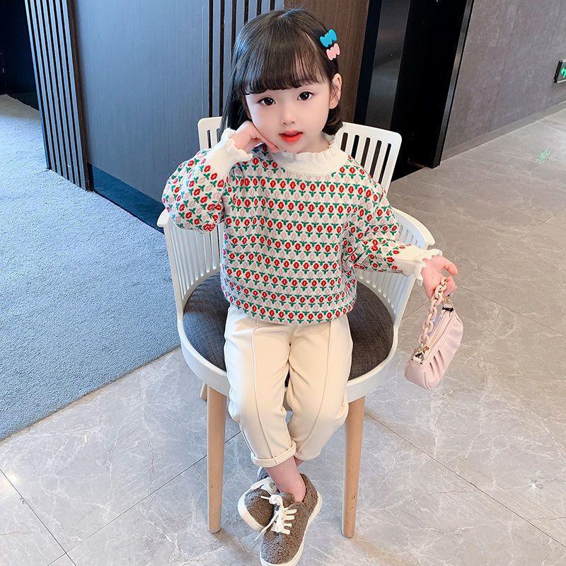 Baby Kid Girls Striped Flower Sweaters Knitwear Wholesale 089813456