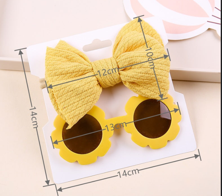 2 Pieces Set Girls Polka dots Bow Headwear And Glasses Wholesale 221216381